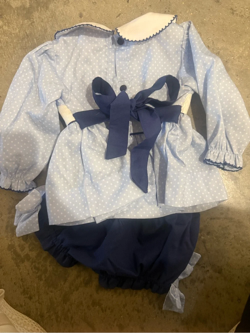 Blue Dot Smocked Two-Piece Kids Matching Set
